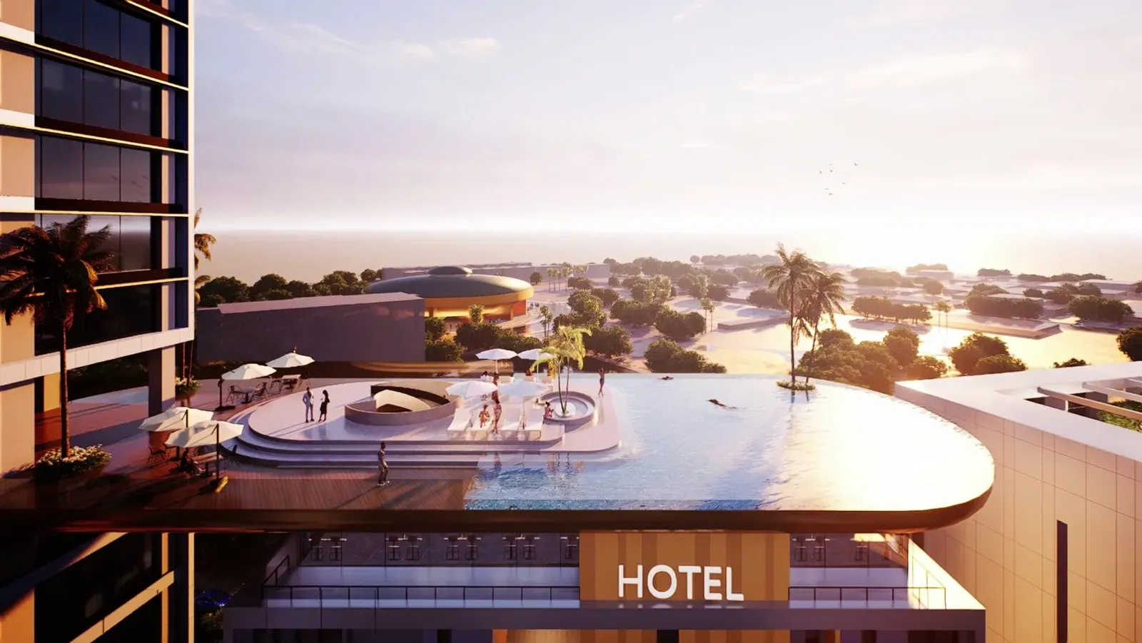 Terrasse et piscine de l'hôtel 5 étoiles de ZAFARA PLAZZA