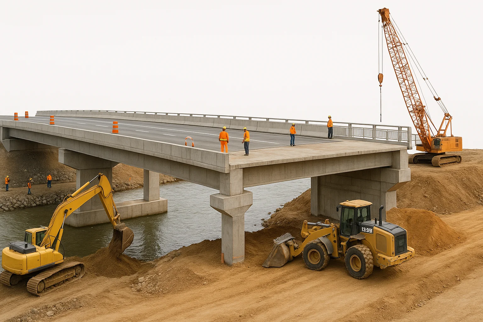 Plans techniques de construction d'un pont